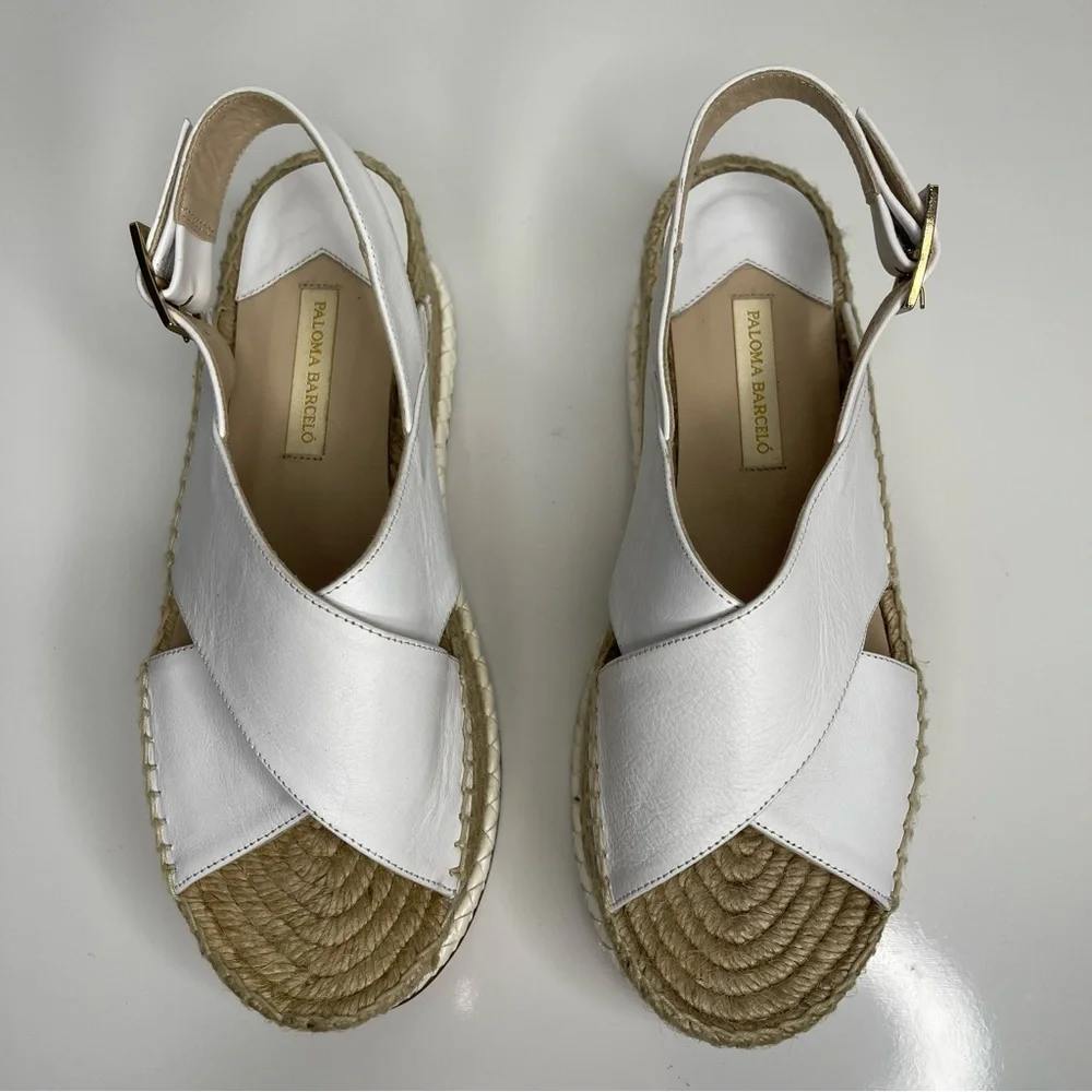 PALOMA BARCELO Loubularia Espadrille Flatforms White Size 40 Revolve